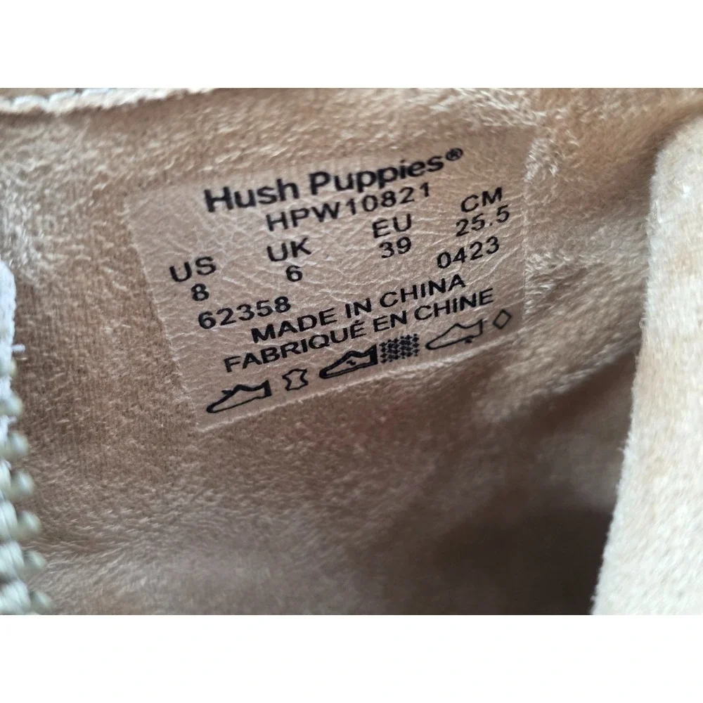 Hush Puppies Women's Ankle Boots Size 8 Brown Beige Suede Shoes Heel Zip Tassel‎